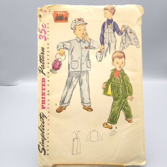 Vintage Sewing PATTERN Simplicity 4453, Boys 1950s Overall and Jacket and Cap - Picture 1 of 2